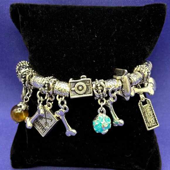 Pandora-Style “World Traveler” Theme Charm Bracelet - Picture 2 of 9